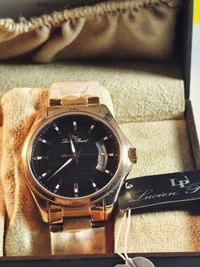 BRAND NEW IN THE BOX. Lucien Piccard Men’s Rose Gold Watch with Black Dial